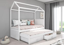 ADRK Jonaszek házikó ágy matraccal 200x90, Fehér - smartbutor