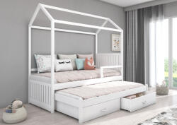 ADRK Jonaszek házikó ágy korláttal 180x80, Fehér - smartbutor