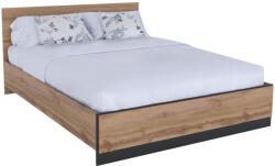 TEMPO KONDELA Ágy, 160x200, wotan tölgy/fekete, AMONI - smartbutor