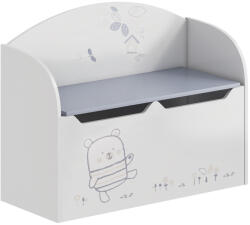 TEMPO KONDELA Játéktároló láda tárhellyel, fehér, BEAR - smartbutor