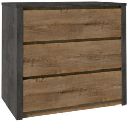 TEMPO KONDELA Komód, smooth szürke/tölgy lefkas sötét, MONTANA K3S NEW - smartbutor