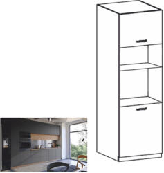 TEMPO KONDELA Magas sütő és mikrohullámú sütő szekrény, artisan tölgy/szürke matt, LANGEN D60PM - smartbutor