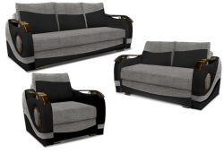 Milo Rafi 3+2 fix+1 garnitúra, fekete - szürke - smartbutor