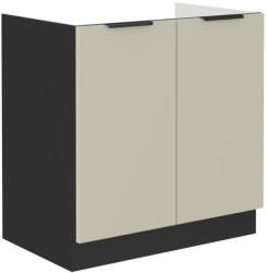 TEMPO KONDELA Alsó mosogató szekrény, cashmere/fekete, ARAKA 80 ZL 2F BB - smartbutor