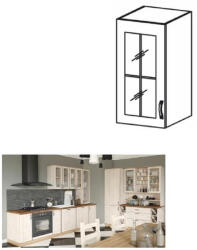 TEMPO KONDELA Felsőszekrény üveggel, fehér/sosna északi, balos, ROYAL G40S - smartbutor