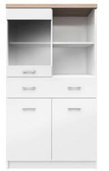 TEMPO KONDELA Vitrines szekrény 2D1W1S/80, fehér/tölgy sonoma, TOPTY Typ 02 - smartbutor