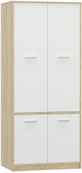 TEMPO KONDELA 4- ajtós akasztós szekrény, fehér/tölgy sonoma, TEYO - smartbutor
