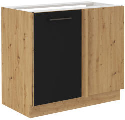 TEMPO KONDELA Alsó konyhaszekrény, matt fekete/artisan tölgy, MONRO 105 ND 1FFBB - smartbutor