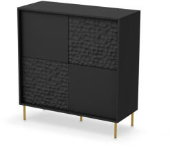Halmar BULLET KM-2 komód, fekete / arany - smartbutor