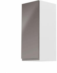 TEMPO KONDELA Felsőszekrény, fehér/szürke extra magasfényű, balos, AURORA G30 - smartbutor