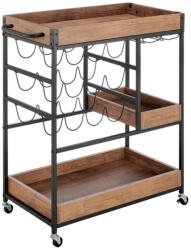 TEMPO KONDELA Tálalókocsi, sötét tölgy/fekete, PORTIS - smartbutor