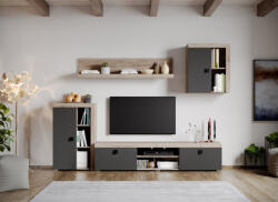 Mobiro Szürke nappali bútor szett tölgyfa padlóval Henry-C01 - smartbutor