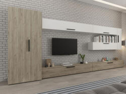 Mobiro Star Nappali Szekrénysor C12- Szürke tölgy és Fehér színben - smartbutor