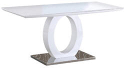 TEMPO KONDELA Étkezőasztal, fehér magas fény/acél, 150x80 cm, ZARNI - smartbutor