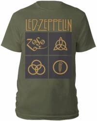 Led Zeppelin Gold Symbols in Black Square Green L Ing (LZTS02MGR03)