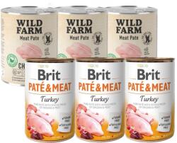 Brit BRIT PATE & MEAT TURKEY 3x800g + WILD FARM Pate Chicken 3x800g