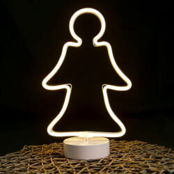 DekorTrend NeonFényű Angyalka Ablakdísz, meleg fehér, vezeték nélküli, 32 cm