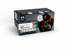 DekorTrend Heylight Okos Jégcsapfüzér, 300 x 40 cm, 100 RGB LED, Fekete Kábel, Ip44, Bt Vezérlés