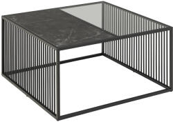 Actona Strington Dohányzóasztal, Márvány/Üveg, Fekete Acél Láb