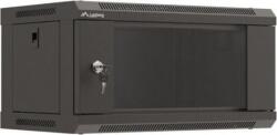 Lanberg WF03-5304-10B 19" 4U SZÉL: 540mm MÉLY: 350mm MAG: 281mm lapraszerelt üvegajtós fekete fali rack szekrény (WF03-5304-10B)