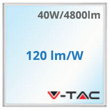 V-TAC LED panel (595 x 595 mm) 40W - Philips tápegység - 6500K, 120lm/W ( 23823)