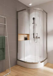 Cersanit Basic negyedköríves zuhanykabin 80x80x185 cm Tako zuhanytálcával, átlátszó üveg, króm profil S601-117 (S601-117)