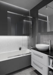 Cersanit Larga két elemes kádparaván 115x140 cm átlátszó üveggel és CleanPro bevonattal, króm profil S932-141 (S932-141)