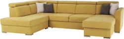 TEMPO KONDELA Luxus kivitelű ülőgarnitúra, sárga/barna párnák, balos, MARIETA U