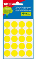 APLI Etikett, 19 mm kör, kézzel írható, színes, APLI, sárga, 100 etikett/csomag (LCA2063) - fapadospatron