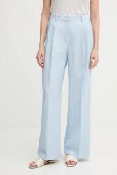 Tommy Hilfiger nadrág vászonkeverékből magas derekú egyenes, WW0WW45460 - kék 40