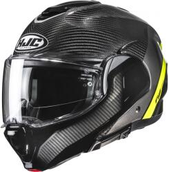 HJC Cască de motocicletă pliabilă HJC F100 Carbon Stan MC3H negru-galben fluo (HJC190503)