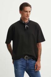 HUGO pamut póló fekete, férfi, sima, 50516664 - fekete S