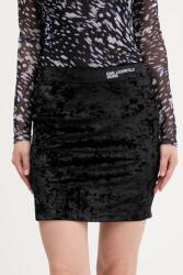 Karl Lagerfeld Jeans bársony szoknya fekete, mini, egyenes, A4W12003 - fekete XS