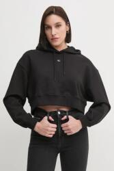 Calvin Klein pamut melegítőfelső fekete, női, sima, kapucnis, J20J224746 - fekete L