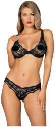 Obsessive Luvae - virágos, strasszos melltartó szett (fekete) (22136641111) - szexshop