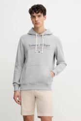 Tommy Hilfiger pamut melegítőfelső szürke, férfi, nyomott mintás, kapucnis, MW0MW38672 - szürke S