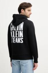 Calvin Klein pamut melegítőfelső fekete, férfi, nyomott mintás, kapucnis, J30J327526 - fekete L