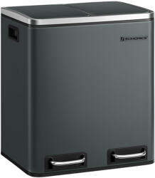 SONGMICS Dupla Szelektív Hulladékgyűjtő Acél Pedálos Szemetes 2x15L Antracitszürke (EUZ-LTB30GS)