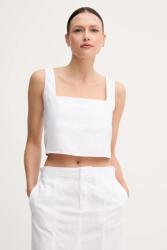 Calvin Klein felső vászonkeverékkel fehér, sima, J20J225347 - fehér XS