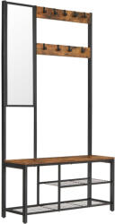 VASAGLE Industrial Előszobabútor Tükörrel és Cipőtartóval Rusztikus Barna-Fekete (EUZ-HSR050B01V1) - prodis