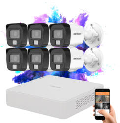 HIKVISION TurboHD-TVI 6 kamerás kamerarendszer 2MP színes éjszakai képpel
