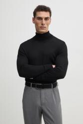 KARL LAGERFELD gyapjú pulóver könnyű, férfi, fekete, garbónyakú, 551309.655094 - fekete M