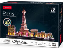 CubicFun Puzzle 3D cu lumini CityLine panorama: Paris 115 piese