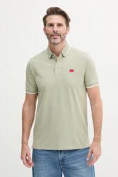 HUGO pamut póló szürke, sima - zöld M