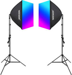 Neewer NK800 készlet két softbox + izzók RGB 24W 2700-6500K + állványok + pajzsok (B0CF55TW5J)