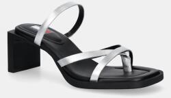 Tommy Jeans bőr papucs THE SOHO SANDAL METALLIC - ezüst Női 40