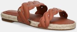 Tommy Hilfiger bőr papucs LEATHER ROPE ESPADRILLE MULE barna, női, FW0FW08503 - barna Női 39