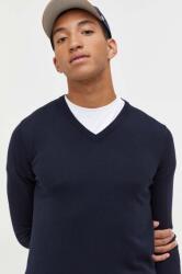 HUGO BOSS gyapjú pulóver könnyű, férfi, sötétkék - sötétkék L - answear - 39 990 Ft
