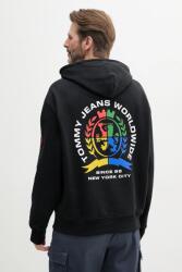 Tommy Hilfiger pamut melegítőfelső fekete, nyomott mintás, kapucnis, DM0DM20836 - fekete XL