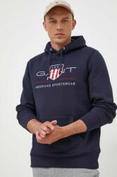 Gant felső sötétkék, férfi, nyomott mintás, kapucnis - sötétkék M - answear - 45 990 Ft